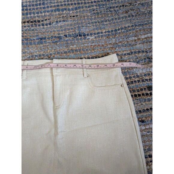 Cache Denim Gold Metallic Rhinestone Stud Skirt 4 Short Pockets Bling Mini Glitt - Picture 5 of 7